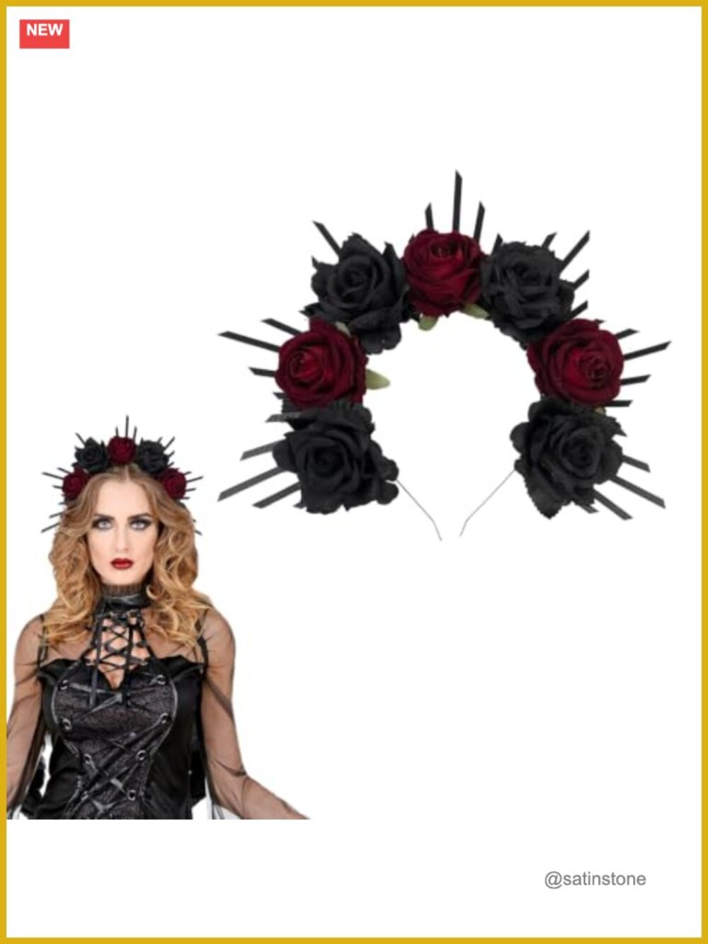 Gothic Rose Sunburst Spike Halo Crown Headband Costume Hair Accessory